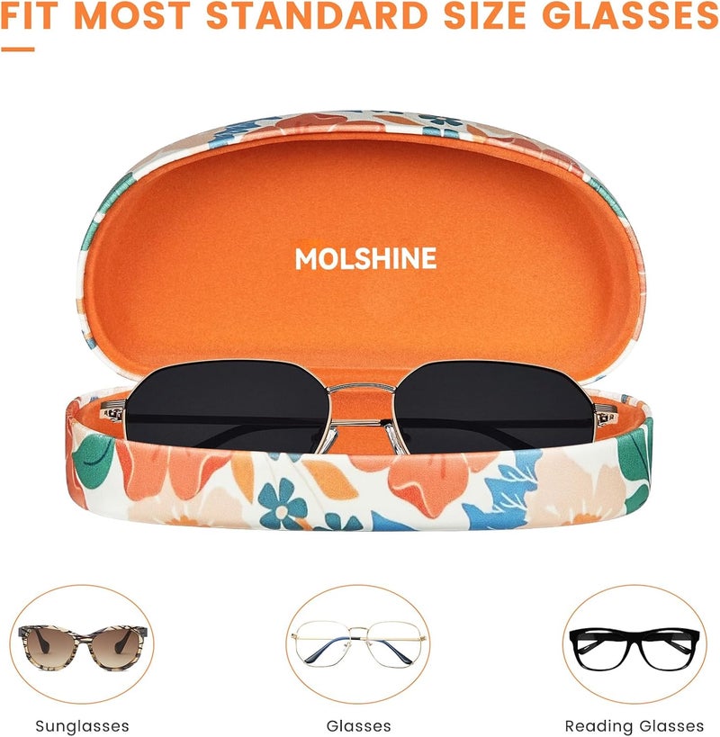 molshine Hard Shell Sunglasses Case,Classic Large Glasses Case for Sunglass, Eyeglasses with Cleaning Cloth, Pocket - Image 5
